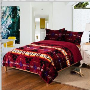 Sherpa Lined Silk Touch 3 Piece King Bed Set -Burgundy (0217-1605)