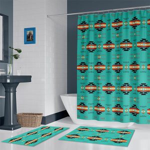 16112 Design 15 Pcs Bath Mat & Shower Curtain Set (1135)