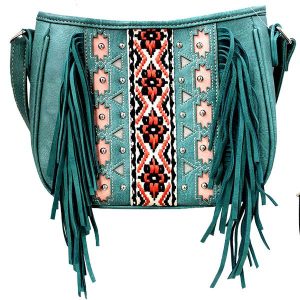 Concealed Carry Western Concho Tooling Embroidery Crossbody Bag - Teal (G603W204 TL)