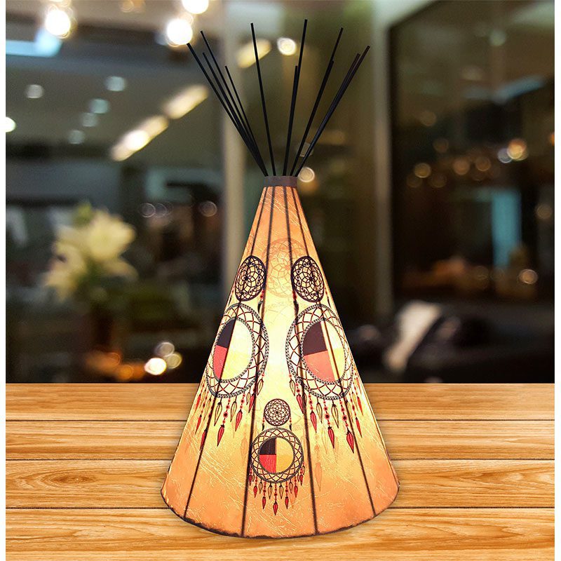 Special Edition Medicine Wheel Parchment Desk Teepee Lamp - Large (LP-10023) - Image 2