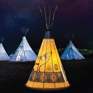 Traditional Wolf Parchment Desk Teepee Lamp - Large  (LP-10025)