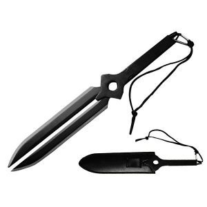 18" Double Blade Full Tang Fantasy Dagger Sheath w/ Belt Loo - (T256003)