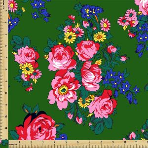 Kokum Flower Cotton Fabric Bolt - Dark Green (2900)