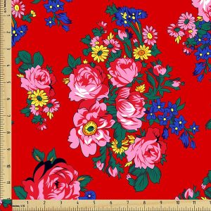 Kokum Flower Cotton Fabric Bolt - Red (2900)