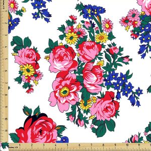Kokum Flower Cotton Fabric Bolt - White (2900)
