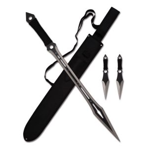 Tactical Machete Sword with Two 7.5" Throwing Knives - (T661086)