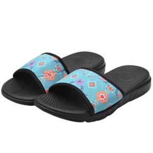 Floral Design Summer Sandals /Sliders for Ladies - Turqoise (0813-2052)
