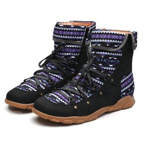 Ladies Summer Boots - 7 Lakes Design - Black & Purple  (0843)
