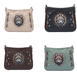 Embroidered Cross Body Bag - Wolf (1640 WO)