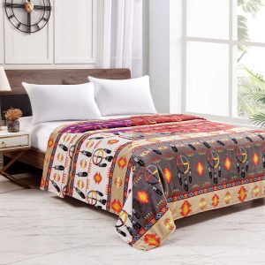 Silk Touch One Ply Queen Blanket Medicine Wheel w/Eagle Feather 2021(0587)