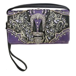 CNS Leather Buckle Clutch Purple