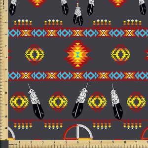 medicine wheel with eagle feather fabric Dark grey