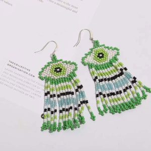JS22201 Set 1 -  Evil eye - Beaded Indigenous Earrings