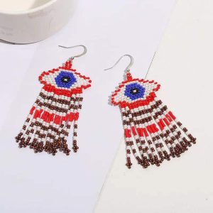 JS22201 Set 4 - Evil Eye - Beaded Indigenous Earrings