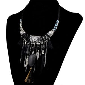 JS22210 - Set 4 - Beaded & Feathers Indigenous Necklace