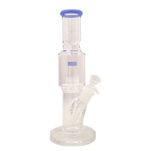 Straight Tube Glass Bong Tire Percolator with Inline Ash Catcher - Jade Blue (C2245)