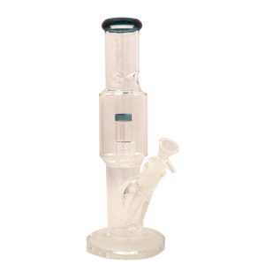 Straight Tube Glass Bong Tire Percolator with Inline Ash Catcher - Teal (C2245)