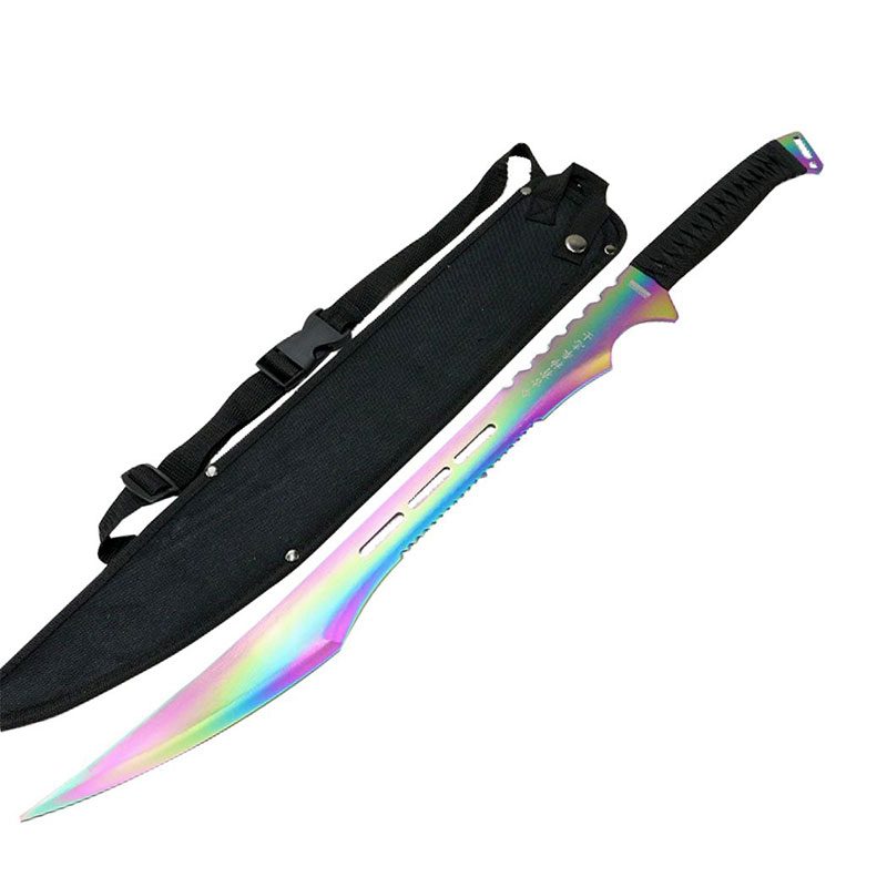 Defender-Xtreme 27" Stainless Steel Rainbow Blade Sword with Nylon Sheath - K1020-67-RW