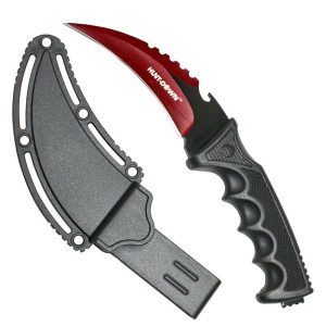 Hunt-Down 8.5" Red & Black Karambit Knife Black Handle & Sheath Fixed Blade (13828)