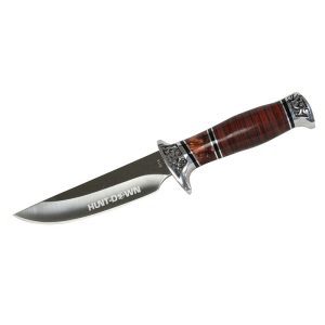10" Hunt-Down Fixed Blade Knife with engraved Handle and Sheath (9114)