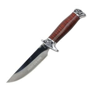 10" Hunt-Down Fixed Blade Knife engraved Handle and Nylon Sheath (9115)