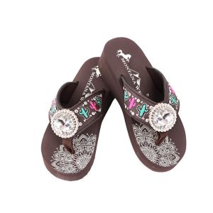 SE103-S037 Mandala Cactus Wedge Flip-Flop-Coffee-(SE103-S037CF)