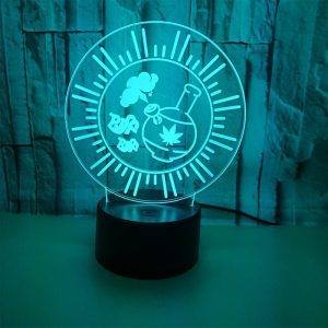 LED Table Lamp - Bong Design- 3D Night Light Optical Visual Illusion (420 Light-8)