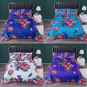 4pcs Floral Duvet Cover Bedding Set - Queen -  Assorted Colors (Floral 977)