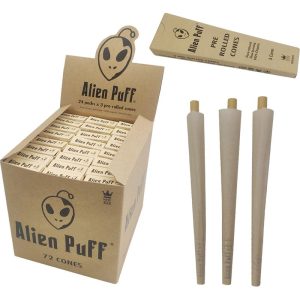 Alien Puff - king size Natural organic Gum slow Burning hemp paper pre-rolled cones (HP2502-AP)
