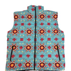 Printed Puffer Vest - Turquoise- Assorted Sizes (1423-1651)