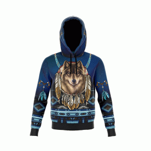 Pullover Hoodie (Sherpa lined) Skull Pendant  (1295 Wolf Shield Pendant)