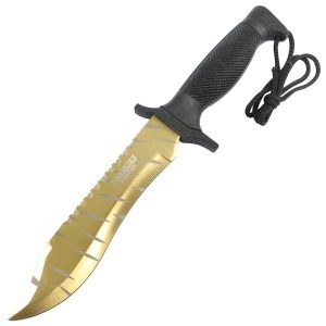 Defender-Xtreme Gold 12" Hunting Knife with Sheath Stainless 3CR13 Steel Knife (13088)