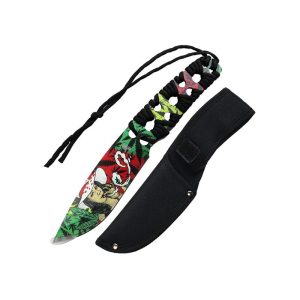 Defender 10"3D Girl Pattern Blade With Black Nylon Cord Wrapped Handle Hunting Knife (14068)