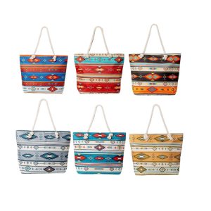 Canvas Printed Beach Bag - Skipping Stones Design - Assorted (2539)