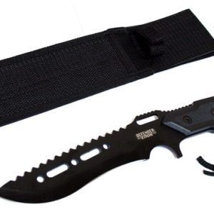 Full Tang 12" Black Blade Combat Ready Hunting Knife With Sheath (6702)