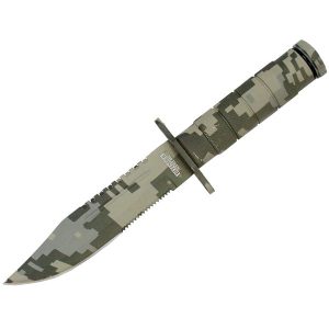 8.5" Defender Xtreme Digital Gray Camo Survival Knife with Sheath (9091)