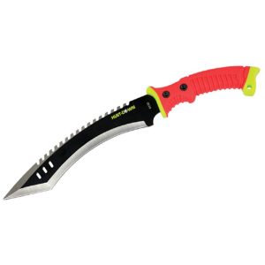 16" Hunt-Down Full Tang Hunting Knife with Red/Neon Green Rubber Handle (9280)