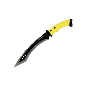 16" Hunt-Down Full Tang Hunting Knife with Black/Yellow Rubber Handle (9281)