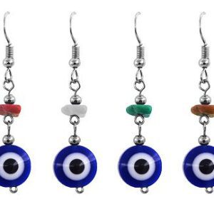 Evil Eye Earring With Chip Stone Accent - Hook Earring (CH-EE-EAR)