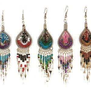 MTC Style Thread Earring With Long Bead Dangle - Assorted Colors  (MTC-LB-EAR)