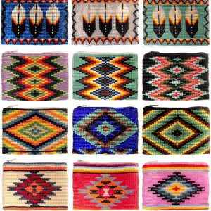 Seed Bead Hand-Made Coin Purse   - Assorted Colors- Assorted Designs (SB-CP)