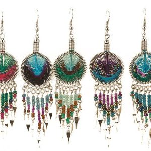 Round SRD Style Earring With Long Bead - Assorted Colors (SRD-LB-EAR)