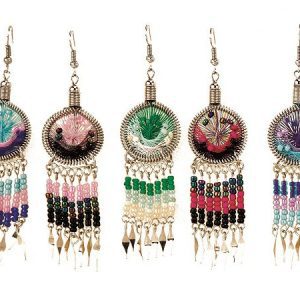 Round SRD Style Earring With Short Bead - Assorted Colors (SRD-SB-EAR)