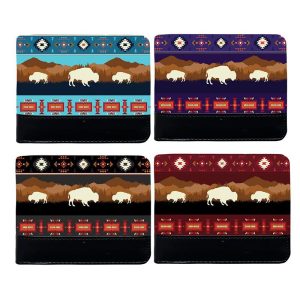 Rustic Bison Printed - Men's Bi-Fold Wallet - Assorted  (0548)