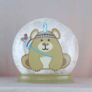 Frosted Glass Table Light - Baby Bear and Baby Rabbit Design (2215-BA)