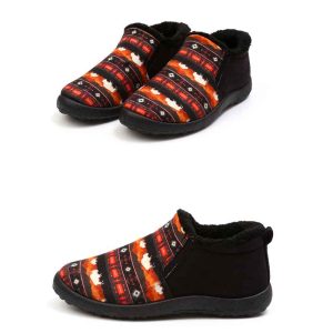 Printed Men's Winter Slipper/Shoe With Soft Lining - Bison Black (0834-2271)