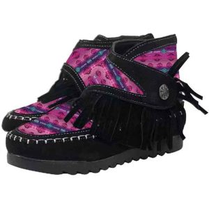 Ladies Moccasins - Black With Pink   (0844-1645)