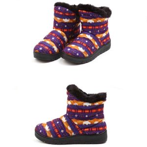 Printed Ladies Winter Slipper/Boot With Soft Lining - Purple  (0845-2274)