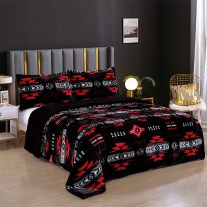 3pcs16112 Black Neon Collection Cloud Reversible Queen Blanket  - Reversible color(1926B Black Neon)