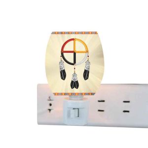 Frosted Glass Night Table  Medicine Wheel and Starburst Assorted Design (2216)